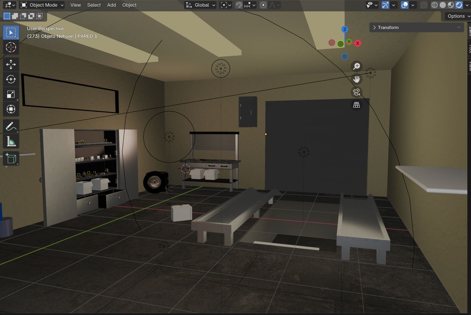 Escena base con materiales