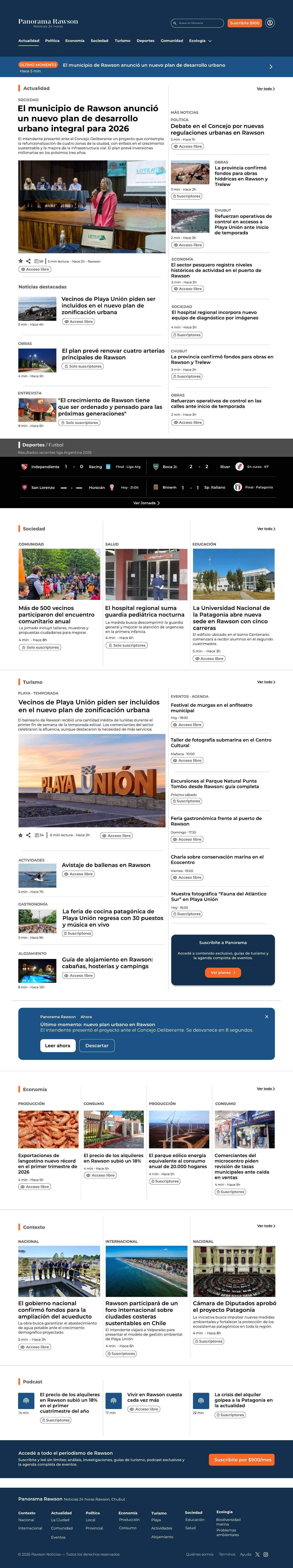 Home del diario en desktop